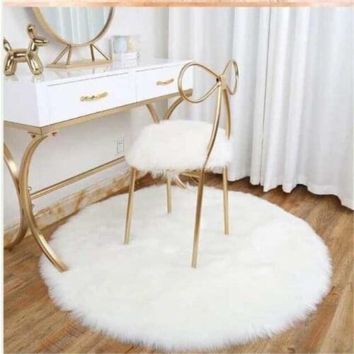 Round Soft Faux Sheepskin Fur Area Rugs For Bedroom Living Room Floor Shaggy White Home Floor Mat Carpet Bedside Rugs