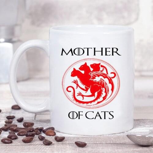 Mother of Cats Mug 350ml Cat Lover Ceramic Travel Tea Cup Porcelain Coffee Mama Gift Mugs