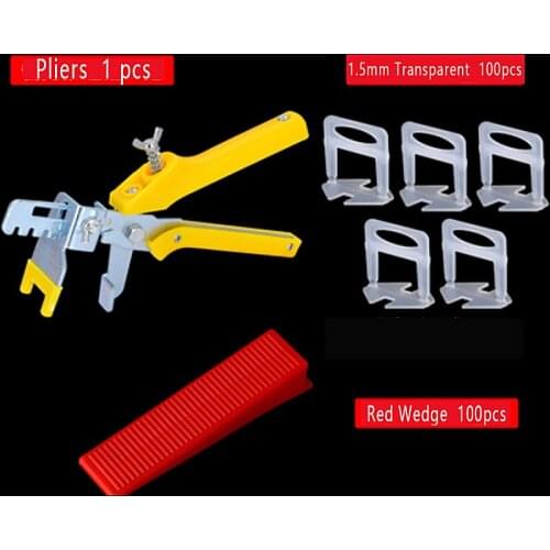 Ceramic Tile Leveling System Clips Kit Wall Floor Carrelage Tile Spacer Tiling 1.5mm100pcs Clips+ 100Pcs Wedges + 1pcsPlier
