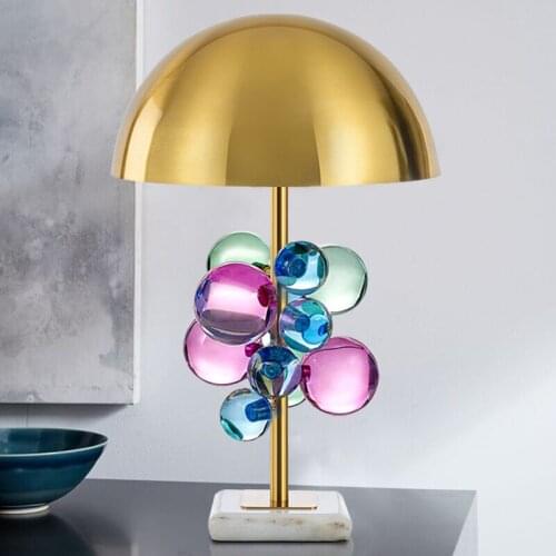 E27 Gold LED Table Lights Color Crystal Ball Bedroom Bedside Creative Table Lamp Hotel Study Room Postmodern Marble Desk Lights