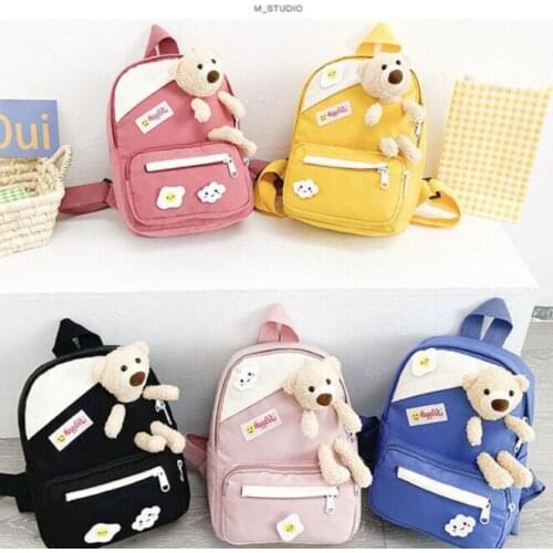 New 2-6Y Cartoon Canvas Children School Backpack Kindergarten Animal Bear Kids Backpack School Bags for Girls Boy SchoolBag