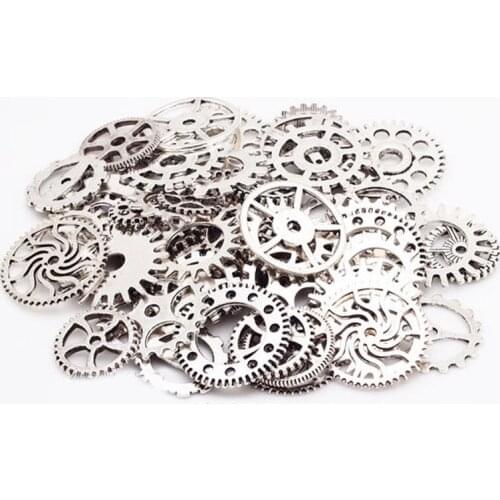 Wholesal 90g 10 Silver Plated Color Size 10-25mm Mix Alloy Mechanical Steampunk Cogs & Gears Diy Accessories New Oct Drop Ship
