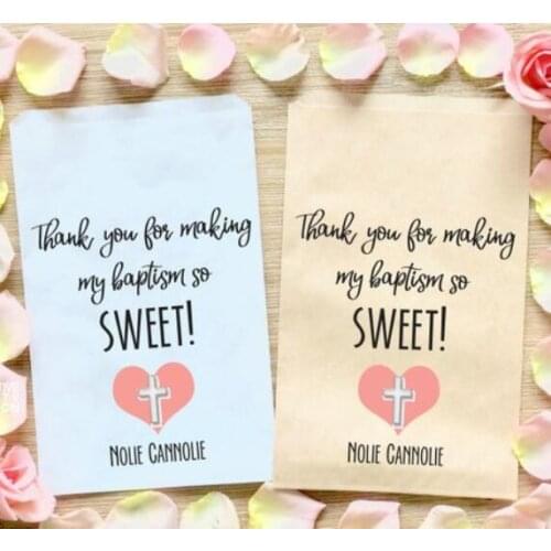 Personalize baby shower Treat Dessert Table Favors / Baptism Celebration Buffet welcome bags Bakery Cookie gifts candy pouches