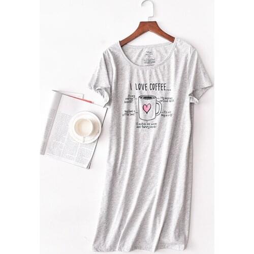Spring/Summer Pure Cotton Plus Pajamas Short Sleeved Nightdress Women Cartoon Cute Home Wear Large Size Soft Loose Nightgown