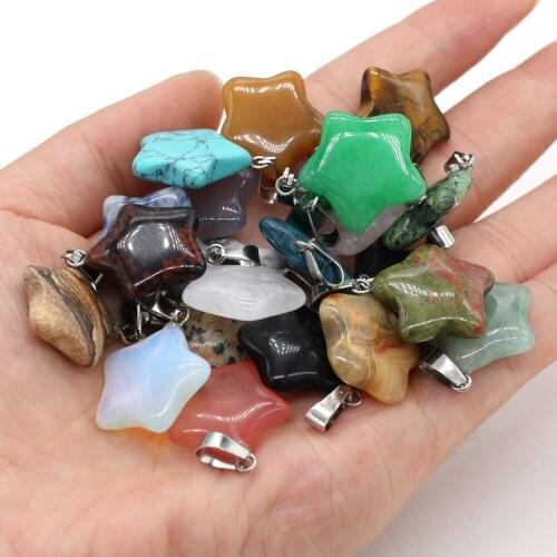 2Pcs Wholesale Natural Stone Pendant Pentagram Semi-precious Pendant For Jewelry Making DIY Necklace Earrings Accessory