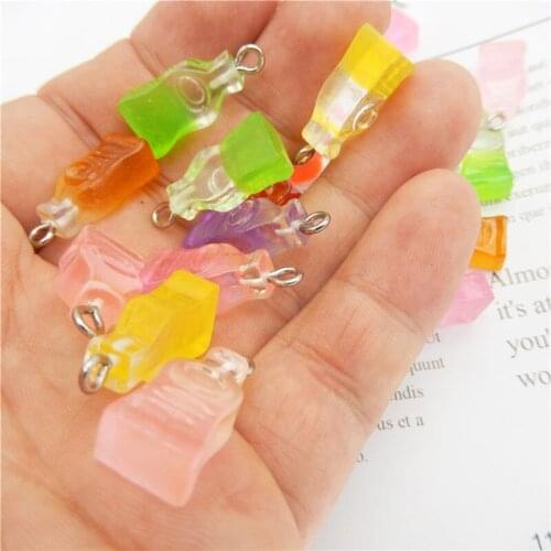 Julie Wang 20PCS Resin Drink Bottle Charms Random Mixed Two-color Artificial Bottle Pendants Jewelry Making Accessory