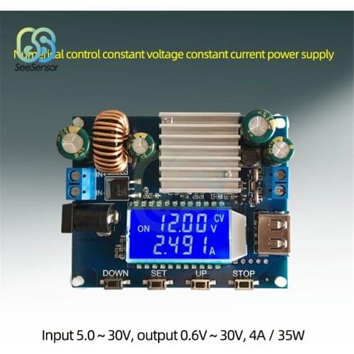 LCD Display DC 0.6-30V 4A DC DC Buck Boost Converter CC CV Power Supply Module Adjustable Regulated Step Up Down Module Board