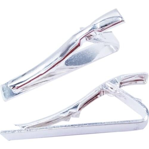 Silver Plated Tie Clips Tie Bars 42x5mm Mens Fashion Necktie Clip Copper Material TB006