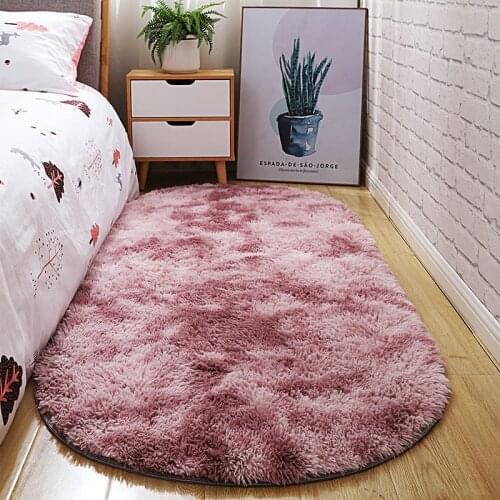 Nordic ins style simple carpet modern home bedside bedroom carpet thick oval gradient mat children crawling rug La alfombra