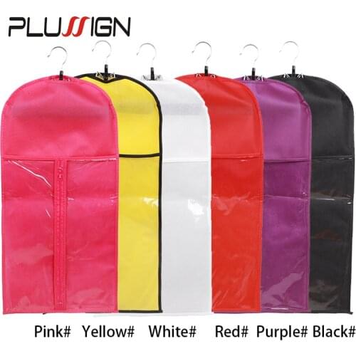 Wig Storage Bag With Wooden Hanger Dust-Proof Protective Waterproof Wig Packaging Bag For Hair Weft & Clip In Hair Extension