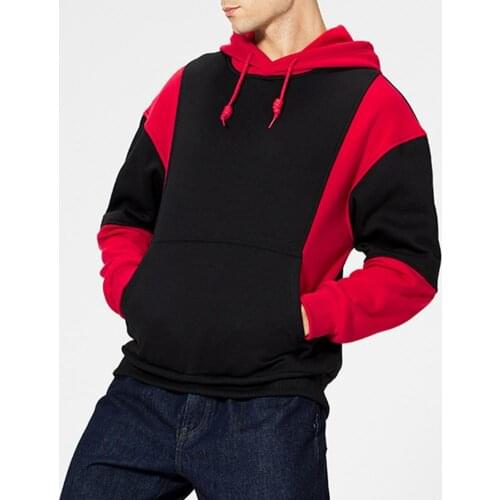 Coat Popular Patchwork Drawstring Large Pocket Sweatshirt Autumn Winter Men Hoodie Patchwork for Travel