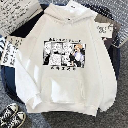 Tokyo Avengers Men Hoodies Anime Casual Sweatshirt Clothes Kawaii Cartoons Print Pullovers Plus Velvet Warm Cool Street Top Male