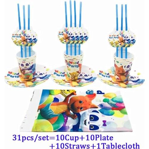 Christmas Party Decorations Word Party Birthday Theme Boys Girls Party Disposable Cup Plates Straws Tablecloth Tableware Set