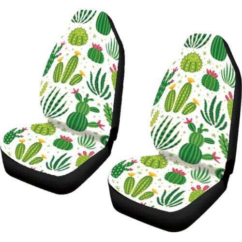 Green Cactus Universal Car Seat Covers Front Seats Only Bucket Seats Protector Mat Cushion Fit for Cars,Trucks, SUV, or Van