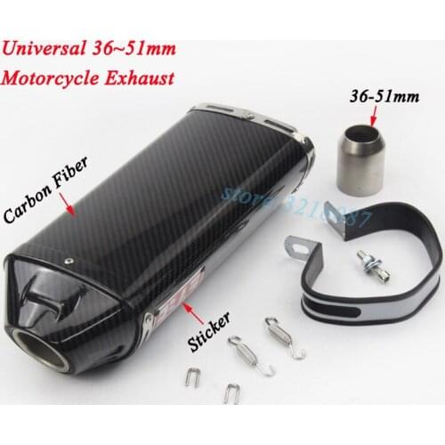 Universal 51MM Yoshimura Motorcycle Exhaust Escapamento Moto Carbon Fiber Muffler with Sticker For ZX-10R Z750 CBR600 CBR1000