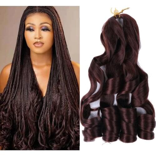 22 inch Bouncy Braiding Hair Pre Stretched Premium Loose Wavy Braiding Synthetic Hair Extensions For Black Women French Curls