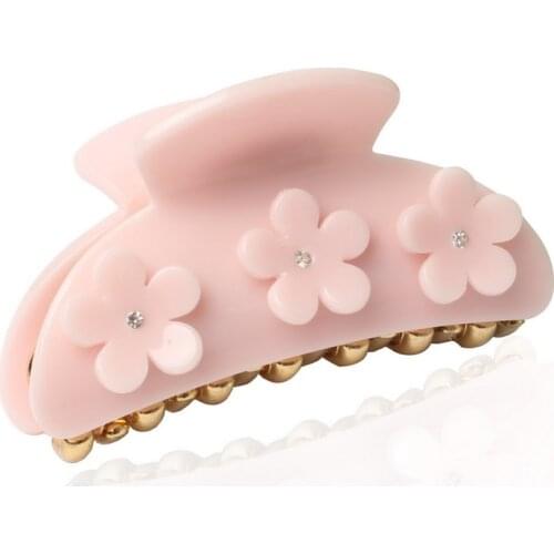 7CM Medium Acrylic Inlay Stone Hair Claws High Quality Hair Accessories For Women Girl Hair Claw Hairpins Flower Clips