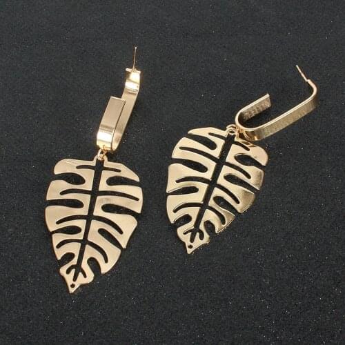 Find Me Simple Leaf Alloy Pendant Earrings Fashion New Hollow Long Earrings For Women Creative Jewelry Accessories