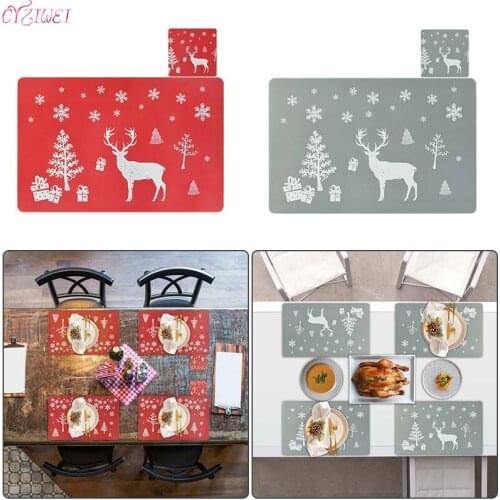 12pcs/set Christmas Placemats and Coaster Christmas decoration For Home 2021 Cristmas Table Kitchen Deco Xmas New Year 2022