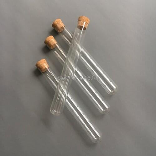25*200mm 5pcs/lot Pyrex test tube with cork Borosilicate transparent lab test tube round bottom plain end blowing glass