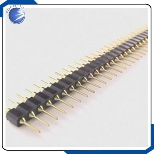 5pcs/lot 1*40P male Single row 1*40PIN 2.54mm single round pin hole gold male pin header strip Connector 1*40