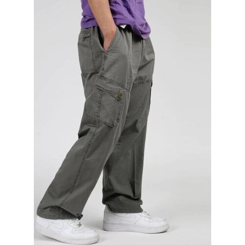 6XL Plus Size Mens Cargo Pants Casual Loose Men Baggy Pant Multi Pocket Military Overall For Men Outdoors Sweatpants Trousers