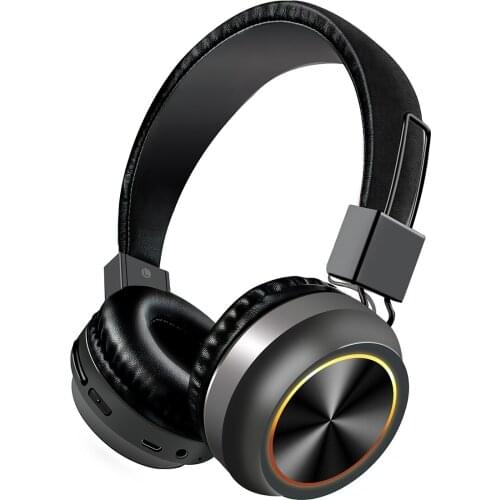 Wireless BT Headphone LED Foldable Headset Hi-Fi Stereo BT Headsets w/ Built in Mic 7 Colors Lights