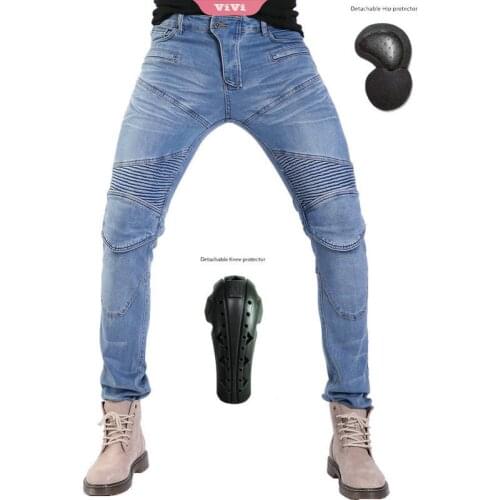 Motorcycle Racing Pants Mens Fall-resistant Riding Jeans Casual Slim Trousers With Extended Protective Gear
