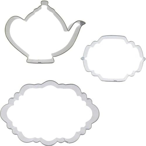 Teapot, Big Plate, Lantern puzzle shaped 3 piece biscuit cutting molds, baking tools, cake decorating soft candy tools