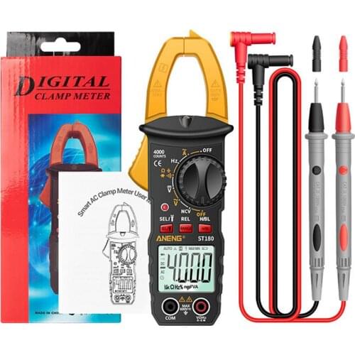 ST180 Digital Clamp Meter Multimeter 4000 Count UTO AC DC Current Ammeter Voltage Tester Car Amplifier HZ NCV OHM Voltmeter