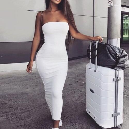 Strapless Off Shoulder Long Maxi Dress 2020 New Sexy Women Bodycon Summer Dress Solid Bodycon Party Women Dress Sundress