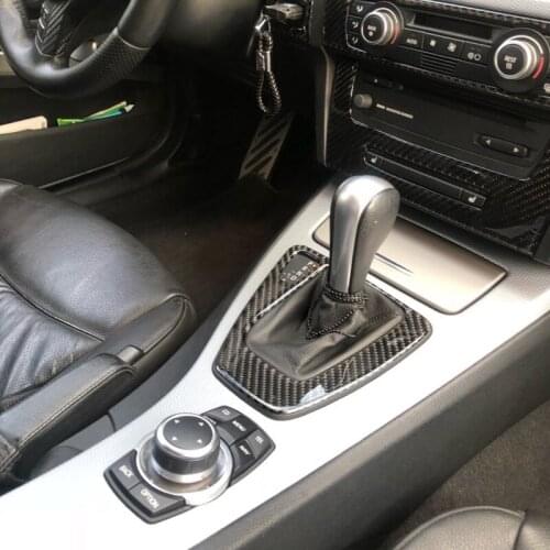 For bmw e90 e92 Interior Trim Carbon Fiber Gear Shift Control Panel Cover Sticker LHD Car styling 3 series accessories