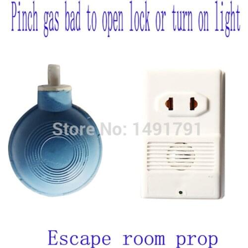 Takagism game prop, real life room escape game props pinch the gas-bag to open the door pinch the door turn on light