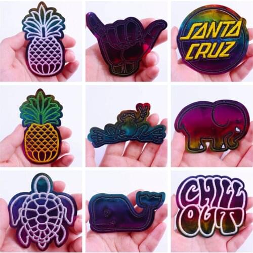 Pulaqi Colorful Animals Sequined Patch Embroidered Patches For Clothing Cute Unicorn Iron On Patches For Clothes Stripes Badges