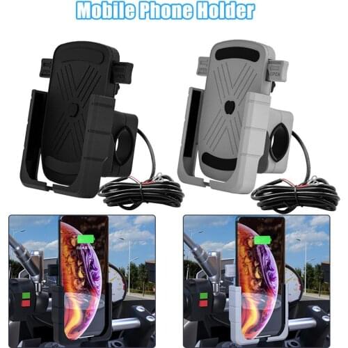 Motorcycle Mobile Phone Bracket Electric Car Battery Takeaway Rider Navigation 360 Degree Rotation With Charger 5V 2A USB
