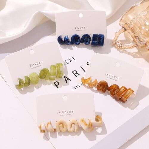 Fashion Transparent Acrylic Earrings Set For Women Bohemian Colorful Stud Earrings Set 2021 Trend Brincos Female Jewelry