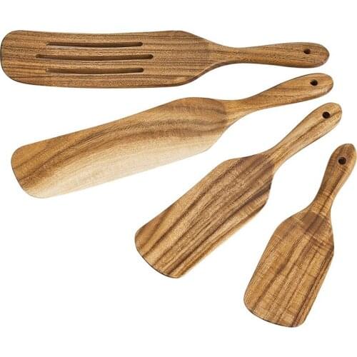 Spurtle Set,Teak Wood Kitchen Utensils Set,Cooking Utensils,Spurtles Kitchen Tools for Non-Stick Cookware
