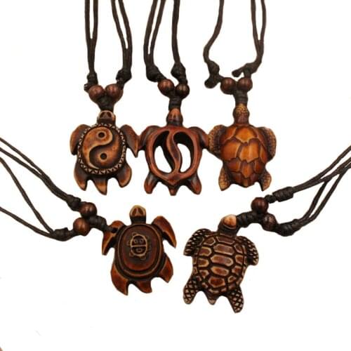 Tortoise Animal Pendant Necklace Antique Bead Rope Adjustable Jewelry For Women Male Female Girls Ladies Punk Cute 3-13