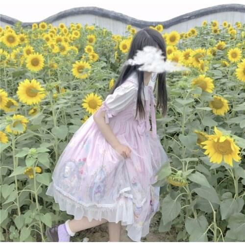 Lolita Dress Cat Family Op Short-Sleeve Dress Summer Dress princess lolita renaissance gothic lolita tea party lolita dress