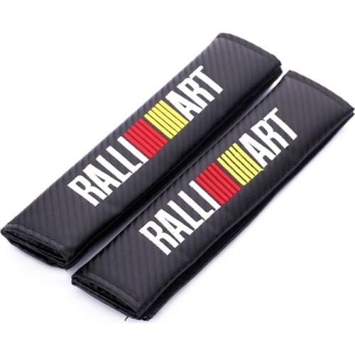 Embroidery for Ralliart emblem Car carbon fiber style seat belt cover shoulder pad for Mitsubishi Lancer 10 evo Asx accessories