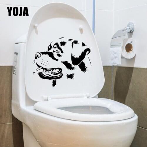 YOJA 24.1X20.9CM Rottweiler Dog Design Funny Wall Sticker Toilet Decal Home Decor Kitchen Bedroom T5-1561