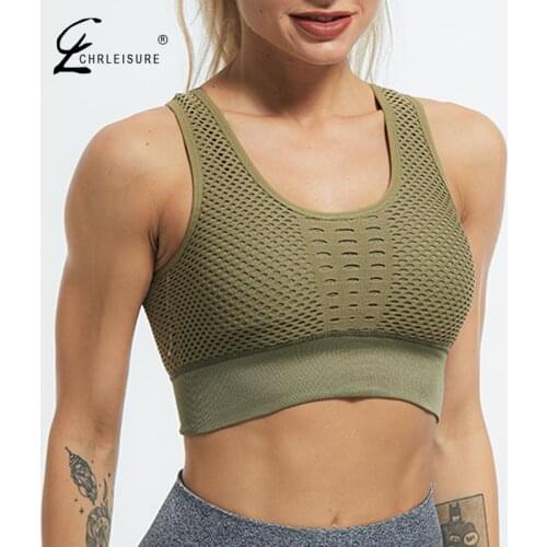 CHRLEISURE Women Crop Top Sports Bra Push Up Underwear Fitness Brassiere Bras Shirt Sport Running Sportswear