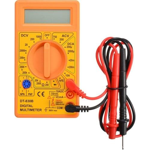 1pcs DT-830B AC 1000V DC 750V Multimeter Plastic Multi-function Test Lead Manual LCD Digital Handheld Multimeter