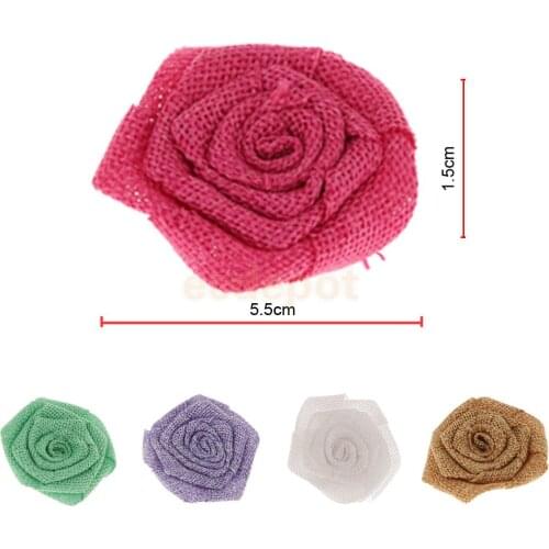 10x Rustic Flower Rose Wedding Burlap Hessian Jute Vintage Craft Decor 5 Colors