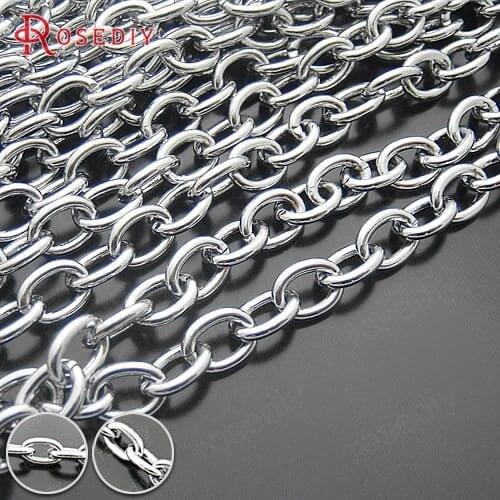 16551-G)1 Meter Width 4.5MM 6MM 7MM Stainless Steel Color Iron Round Oval Shape Link Chains High Quality Connect Chains