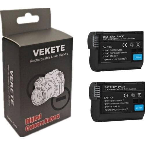 2pcs/lot EN-EL15 ENEL15 rechargeable digital battery en-el15a EN EL15 2550mAh camera battery for Nikon D500 D750 D7100 D7000