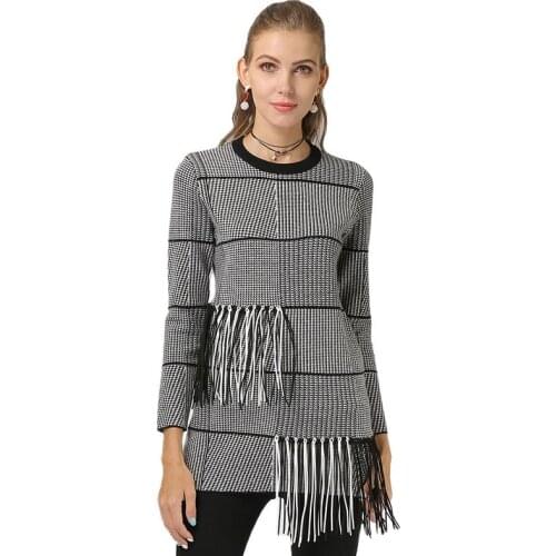 2019 Slim Pullover Striped Round Collar Tassel Knitted Female Stripped Knit 2020 Cashmere Cardigans Sweater