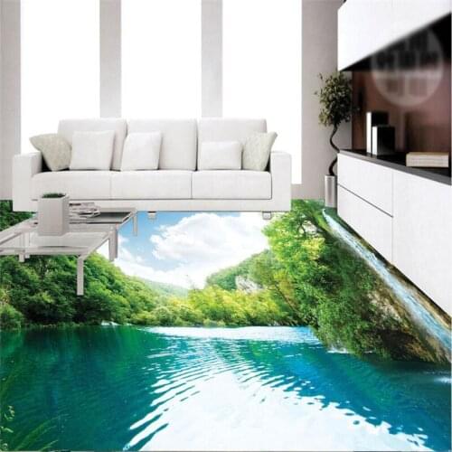 Beibehang Custom Floor 3D Wallpaper clear lake Nature Bathroom Floor Mural-3d PVC Wall paper Self-adhesive Floor painting