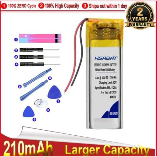 HSABAT 0 Cycle 401030 70868-01, 73366-01, PA-PL002 Battery for Jabra BT2010, BT2020, BT250V, BT4010, BT500V, VH110 Accumulator