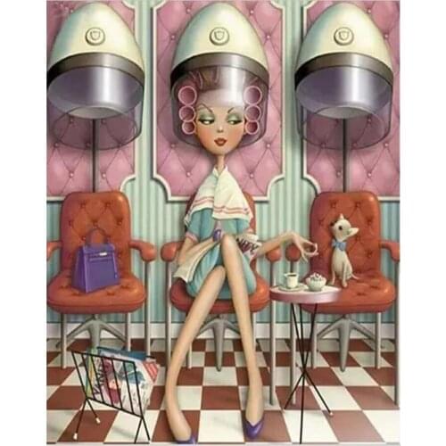 Hairdressing lady 5D DIY quality full diamond painting embroidery cross stitch art kits home decor gift